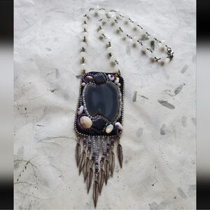 Handcrafted Bohemian Purple Beaded Necklace